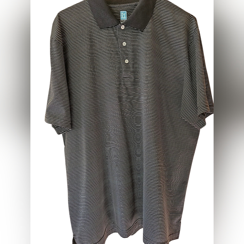 PGA Tour Polo XXL Black with Gray Stripes